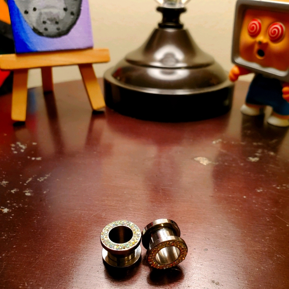 00g Gauge Barrel Plug Earings Silver